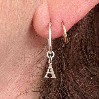 Teeny Capital Letter Hoop Earring In Sterling Silver, 2 of 6