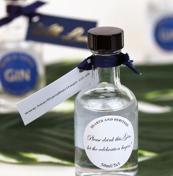 Miniature Gin Personalised Wedding Favours In Navy, 3 of 3