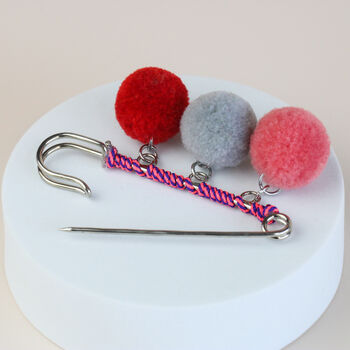 Pom Pom Charm Safety Pin Brooch, 4 of 5