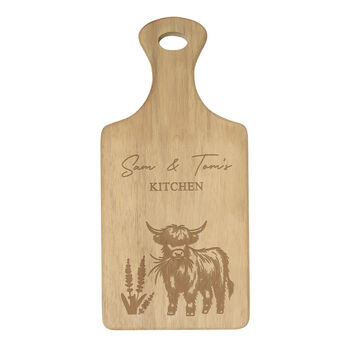 Personalised Highland Cow Paddle Chopping Board, 5 of 6