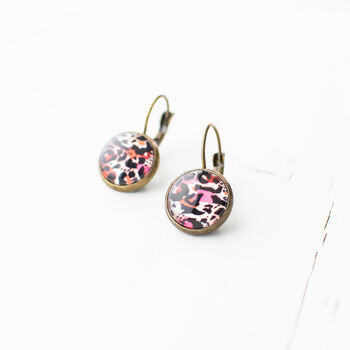 Pink Leopard Pattern Earrings, 6 of 10
