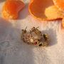 Esme Gemstone Gold Hoop Earrings, thumbnail 3 of 8