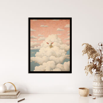Head In The Clouds Sheep Fun Blue Pink Wall Art Print, 4 of 6