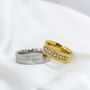 Stainless Steel Wide Couple Promise Band Ring Set, thumbnail 2 of 4