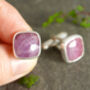 Natural Pink Sapphire Cufflinks In Sterling Silver, thumbnail 2 of 3