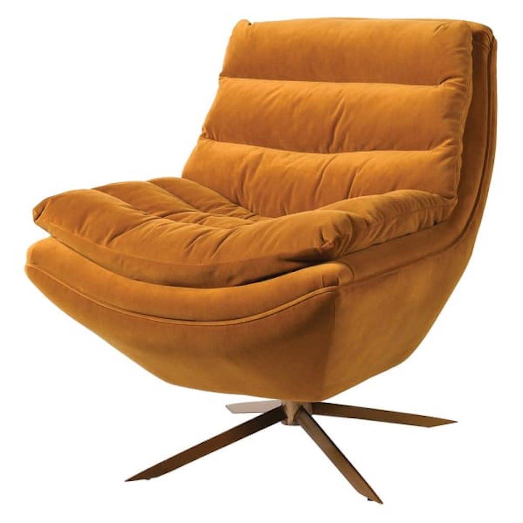 Mustard Velvet Swivel Chair, 1 of 2