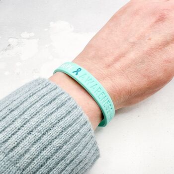 Teal Awareness Ribbon Bracelet Wristband, 2 of 8