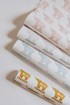 Personalised New Baby Elephant Wrapping Paper, 4 of 6