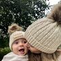 Matching Parent And Baby Knitted Pom Pom Hats, thumbnail 1 of 12