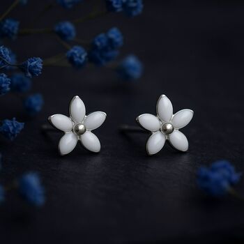 Girls Sterling Silver White Daisy Flower Stud Earrings, 3 of 6
