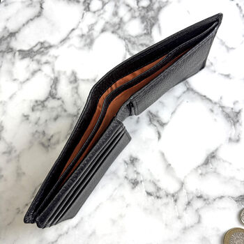 Men's Black Leather Wallet With Rfid Protection, 3 of 4