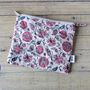 Quilted Sari Pouches: Beige Floral Pattern With Colourful Zipper, thumbnail 7 of 8