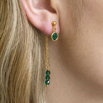 Double Drop Birthstone Chain Earrings, 4 of 8