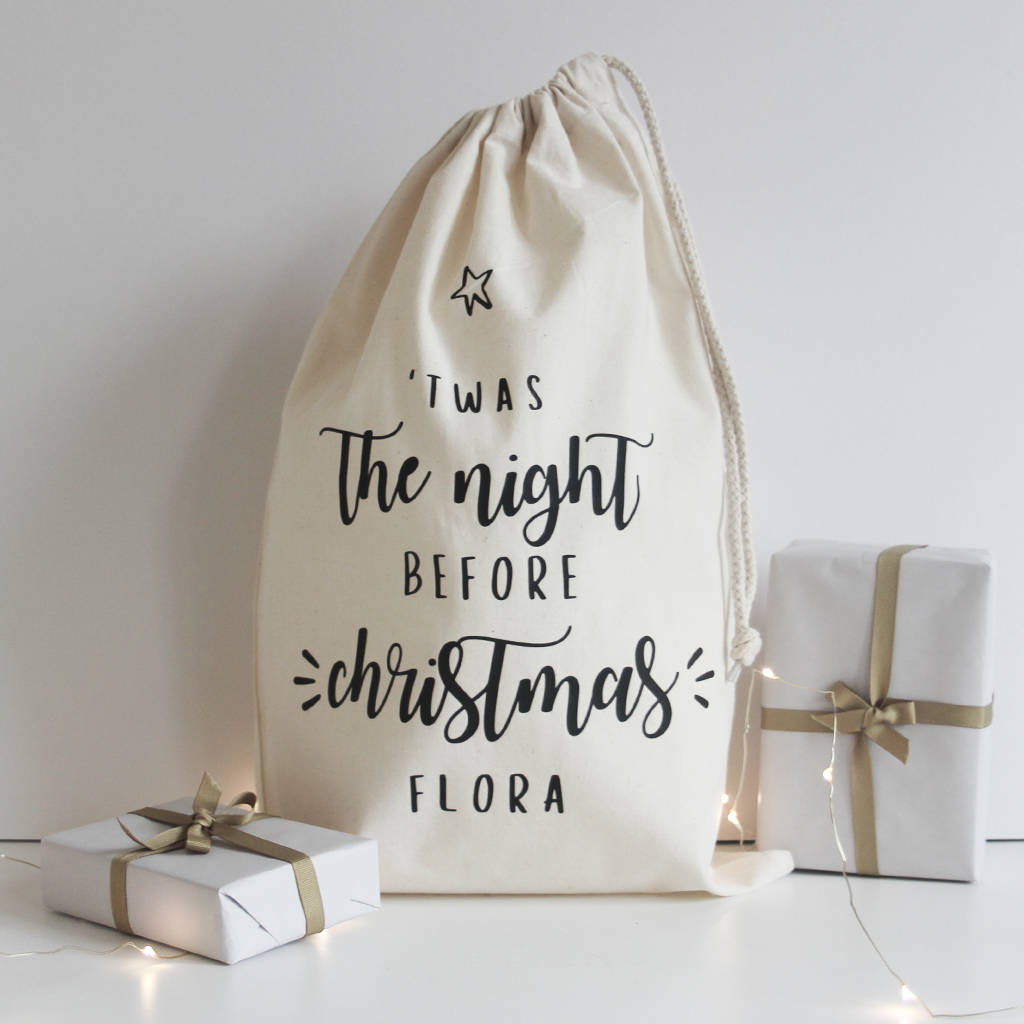 Personalised Name Christmas Eve Bag By Fira Studio