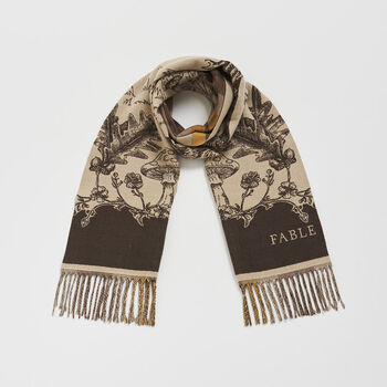 Woodland Tales Taupe Jacquard Scarf, 4 of 6