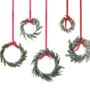Five Festive Faux Wreaths With Ribbon, thumbnail 2 of 2
