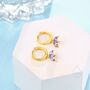 Sterling Silver Amethyst Purple Crown Cz Huggie Hoop Earrings, thumbnail 5 of 12