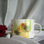 Yellow Green Ceramic Mug Daisy Flower, thumbnail 1 of 3