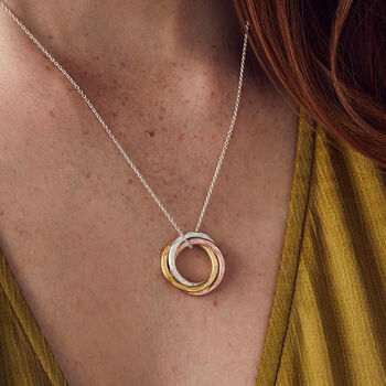Personalised Textured Mixed Gold Russian Ring Necklace, 4 of 7