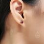 Natural Garnet Heart Stud Earrings In Sterling Silver, thumbnail 2 of 12