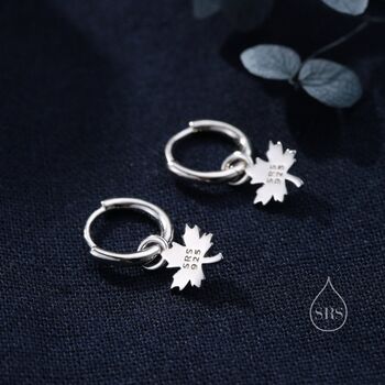 Delicate Maple Leaf Charm Huggie Hoop Earrings, 7 of 11