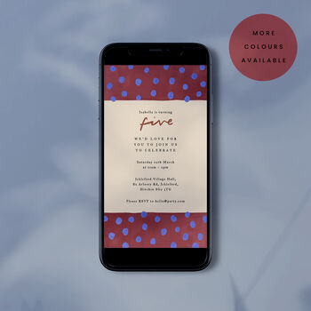 Digital Download Birthday Party Invite With Polka Dot Border, 4 of 6