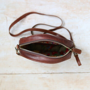 Leather Circle Shoulder Bag, Distressed Brown, 3 of 5
