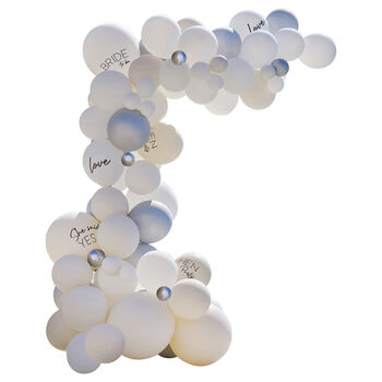 White And Silver Hen Party Balloon Arch Kit, 3 of 4