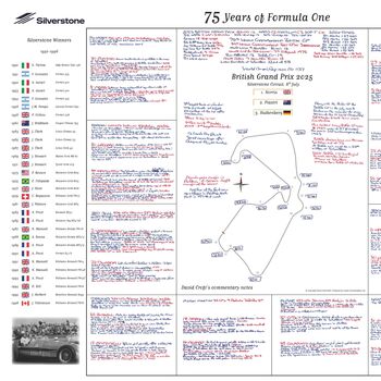 75 Years Of F1 Silverstone Special. David Croft's Commentary Sheets, 4 of 6