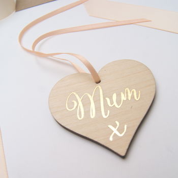 Mothers Day Personalised Wooden Heart Card, 6 of 9