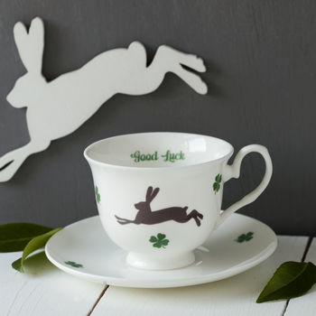 Personalised Lucky Hare Bone China Mug Or Cup, 4 of 6