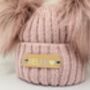 Rose Gold Double Pom Pom Knitted Hat, thumbnail 4 of 4