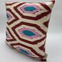 Ikat Silk Cushion Pink And Red Diamond, thumbnail 4 of 11