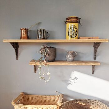 Wooden Shelf With Lattice Metal Brackets, 2 of 3