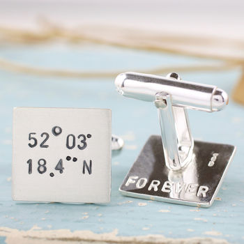 Personalised Coordinates Cufflinks. Gift For Traveller, 3 of 5