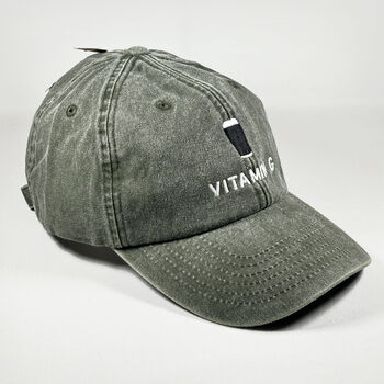 Vintage Washed Cotton 'Vitamin G' Stout Embroidered Cap, 6 of 8