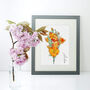 Hand Illustrated Watercolour Birth Flower Name Print, thumbnail 8 of 12
