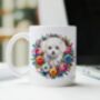 Personalised Bichon Frise Summer Floral Dog Wreath Cushion And Mug Gift Bundle, thumbnail 2 of 4
