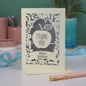 Personalised Papercut Teacher Apple Card, 4 of 7