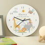 Personalised Safari Animals Wooden Nursery Clock, thumbnail 1 of 4