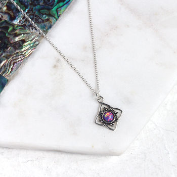 Kyla Opal Sterling Silver Pendant Necklace, 4 of 7