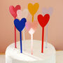Multi Coloured Heart Shaped Cake Topper Set, thumbnail 1 of 7