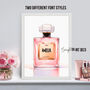 Personalised Wall Art Perfume Print For Pink Girls Room Decor Or Make Up Station Wall Art, thumbnail 2 of 6