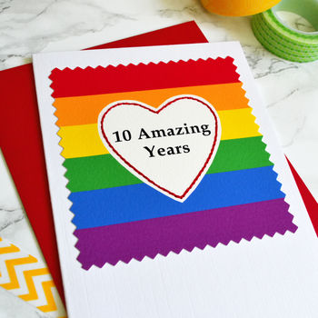 Rainbow Heart Personalised Anniversary Card, 2 of 2