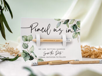 Save The Date Pencil Us In With Botanical Card, 6 of 12
