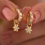 Mini Daisy Charm Hoop Earrings, thumbnail 1 of 5