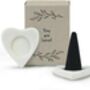 East Of India Mini Matchbox Incense Holder And Two Incense Cones Black Pomegranate 'You Are Loved' Heart, thumbnail 1 of 4