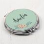 Personalised Name Green Floral Round Compact Mirror, thumbnail 1 of 6