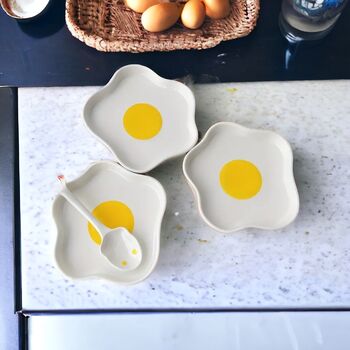 Sunny Side Up Egg Shape Plate And Spoon, 2 of 6