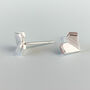 Sterling Silver Tiny Geometric Heart Stud Earrings, thumbnail 3 of 6